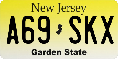 NJ license plate A69SKX