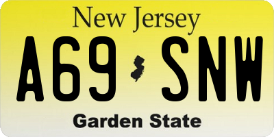 NJ license plate A69SNW