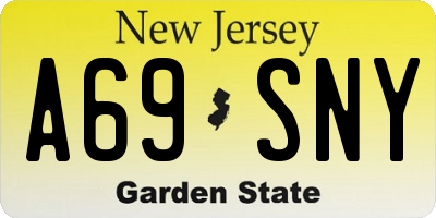 NJ license plate A69SNY