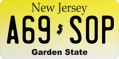 NJ license plate A69SOP