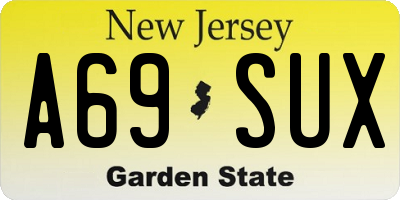NJ license plate A69SUX