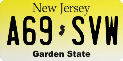 NJ license plate A69SVW