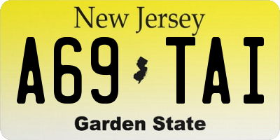 NJ license plate A69TAI
