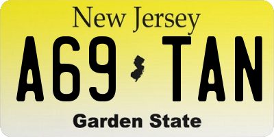 NJ license plate A69TAN