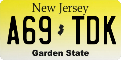 NJ license plate A69TDK