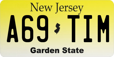 NJ license plate A69TIM