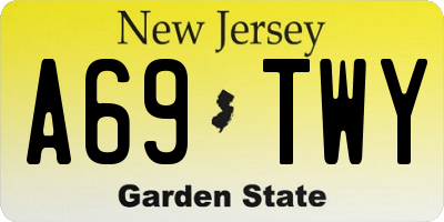 NJ license plate A69TWY