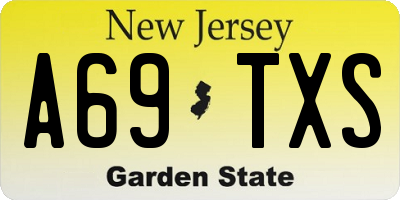 NJ license plate A69TXS