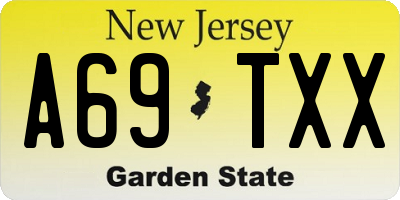 NJ license plate A69TXX