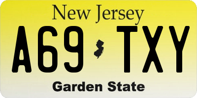 NJ license plate A69TXY