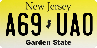 NJ license plate A69UAO
