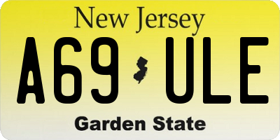 NJ license plate A69ULE