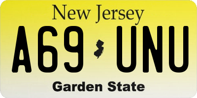 NJ license plate A69UNU