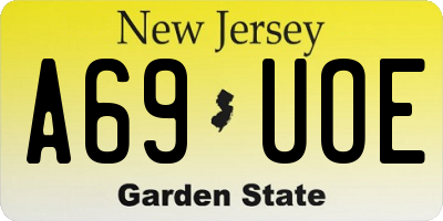 NJ license plate A69UOE