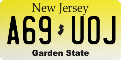 NJ license plate A69UOJ