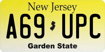 NJ license plate A69UPC