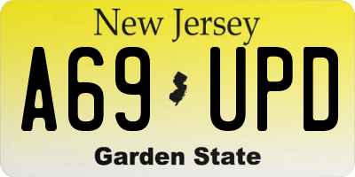 NJ license plate A69UPD