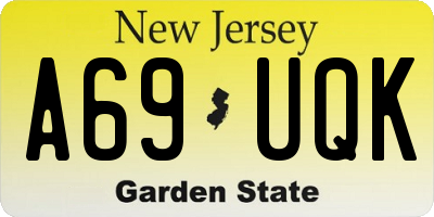 NJ license plate A69UQK
