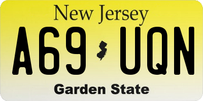 NJ license plate A69UQN