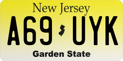 NJ license plate A69UYK