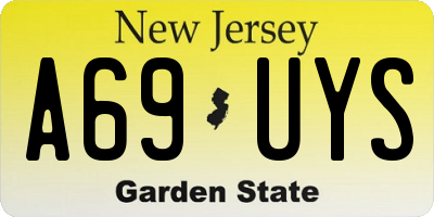 NJ license plate A69UYS