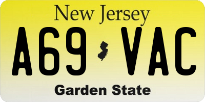 NJ license plate A69VAC