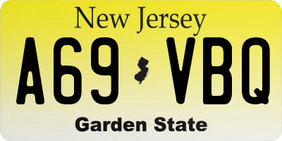 NJ license plate A69VBQ