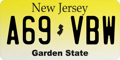 NJ license plate A69VBW