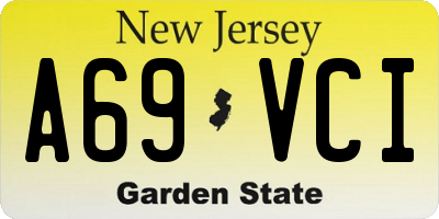 NJ license plate A69VCI