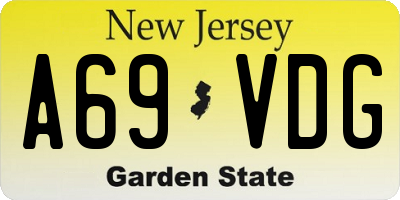 NJ license plate A69VDG