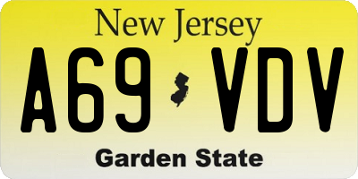 NJ license plate A69VDV