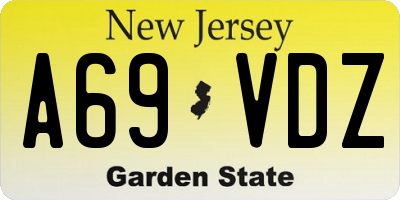 NJ license plate A69VDZ