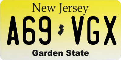 NJ license plate A69VGX
