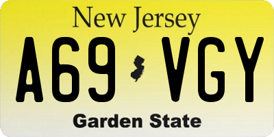 NJ license plate A69VGY