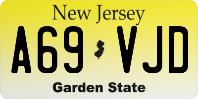 NJ license plate A69VJD