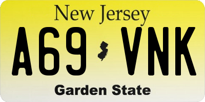 NJ license plate A69VNK