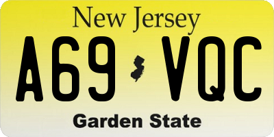 NJ license plate A69VQC