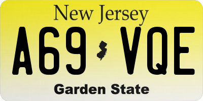 NJ license plate A69VQE