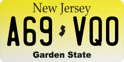 NJ license plate A69VQO