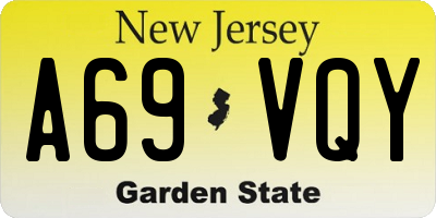 NJ license plate A69VQY