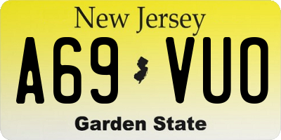 NJ license plate A69VUO
