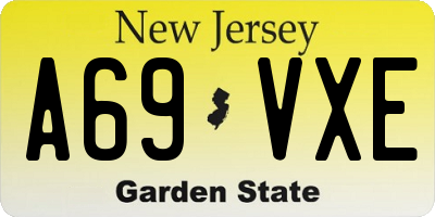 NJ license plate A69VXE