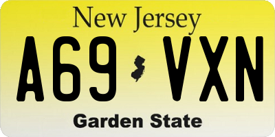 NJ license plate A69VXN