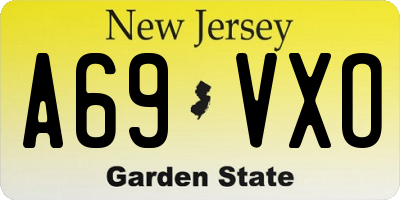 NJ license plate A69VXO