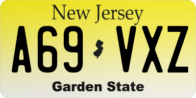 NJ license plate A69VXZ