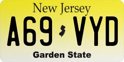 NJ license plate A69VYD