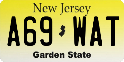NJ license plate A69WAT