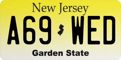NJ license plate A69WED