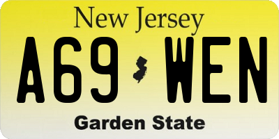 NJ license plate A69WEN