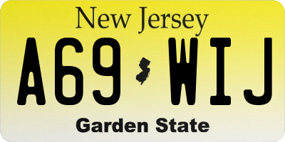 NJ license plate A69WIJ